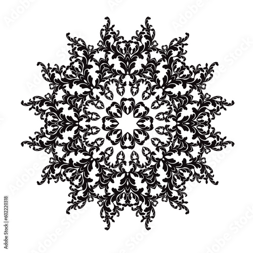 Hand drawn circular floral mandala pattern for Henna, Mehndi, tattoo, decoration. Decorative ornament in ethnic oriental style. Outline doodle hand draw vector anti-stress