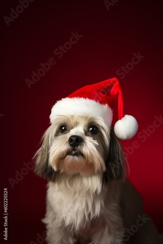 dog in Christmas hat isolated generated ai