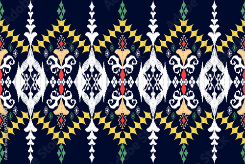 Ethnic Figure aztec embroidery style. Geometric ikat oriental traditional art pattern.Design for ethnic background,wallpaper,fashion,clothing,wrapping,fabric,element,sarong,graphic,vector illustration