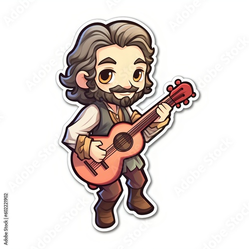 Sticker of a happy bard