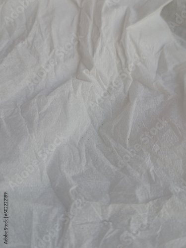 White Linen background Crumpled tissue Natural handmade tissue background Eco Organic top view White tissue linen texture