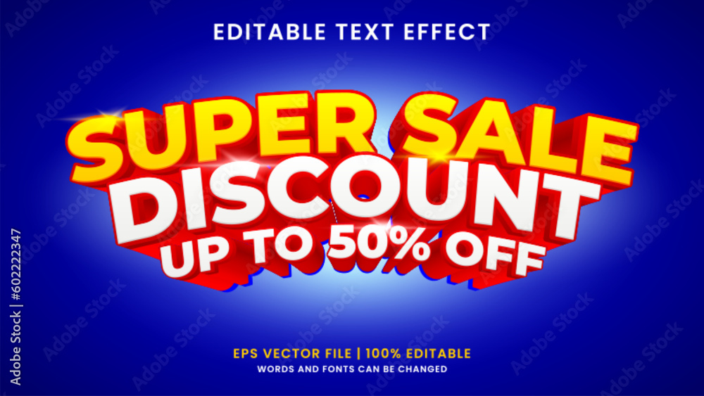 Super Sale Discount 3D Editable Text Effect