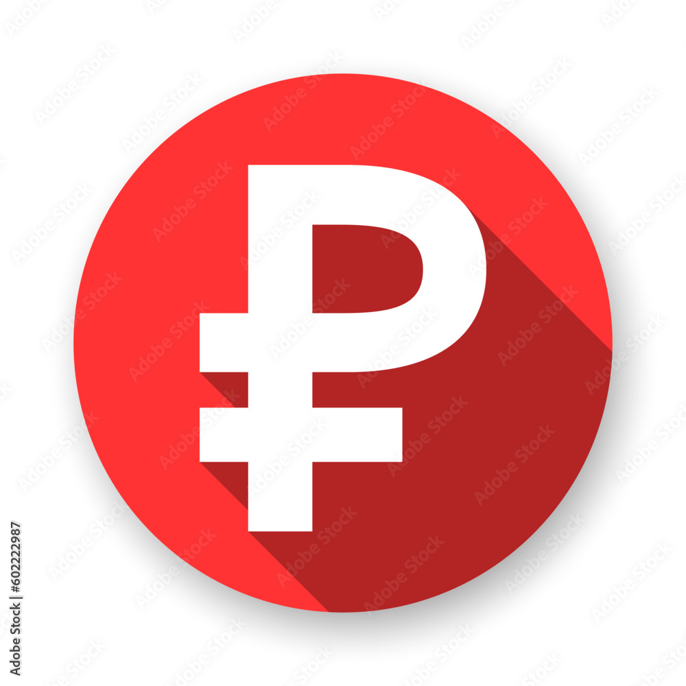 Currency russian ruble vector symbol. RUB long shadow round vector icon. Currency russian ruble vector symbol. RUB long shadow round vector icon.