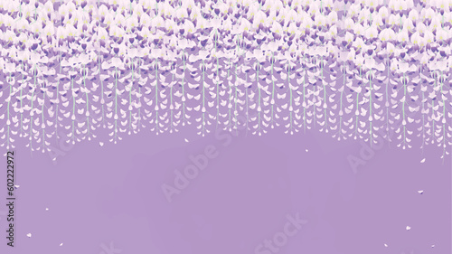 藤棚を描いた背景フレームイラスト