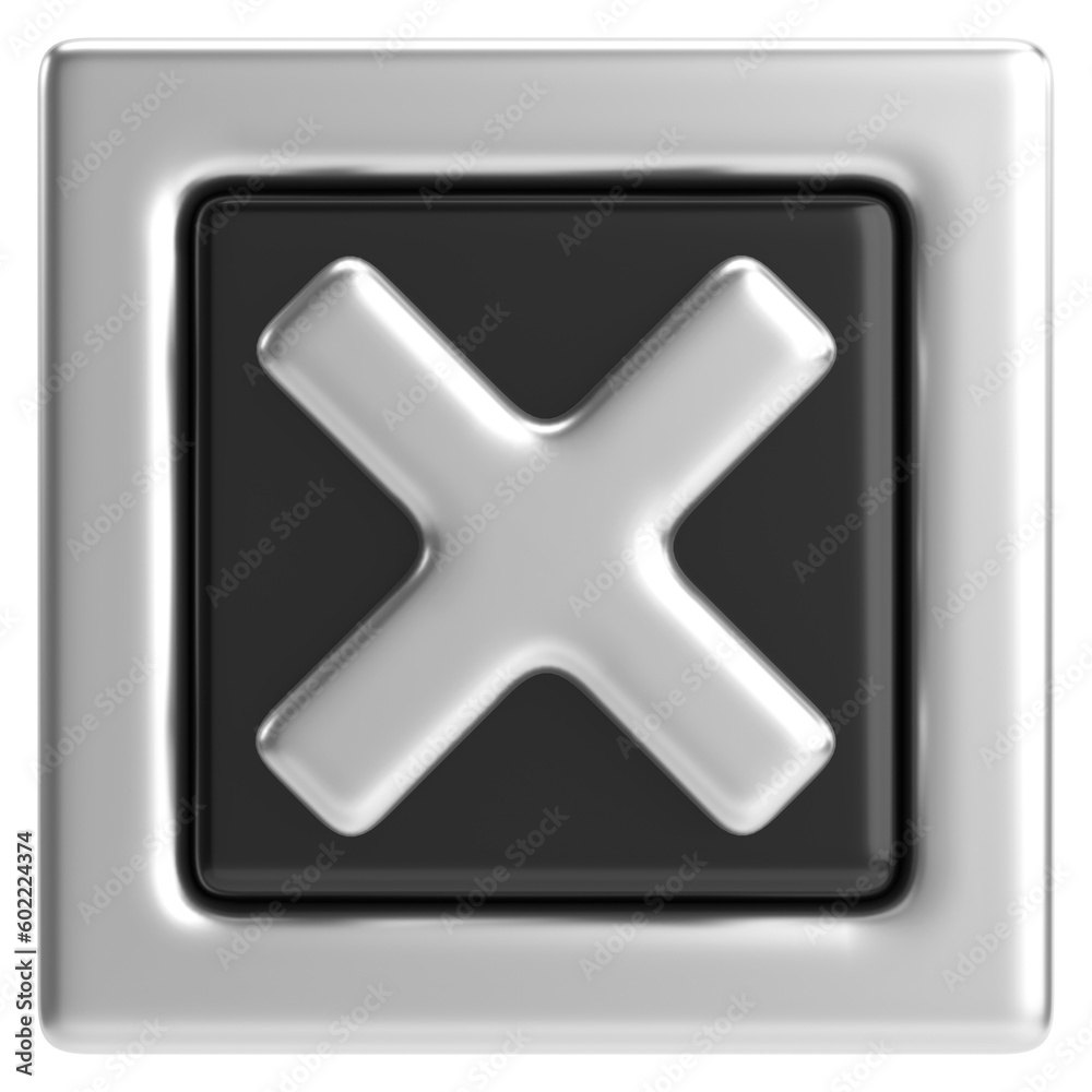 3D close button. Cross sign. 3D illustration. 3D close button. Cross sign. 3D illustration.