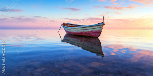 Boat on the sea at sunset © digitizesc
