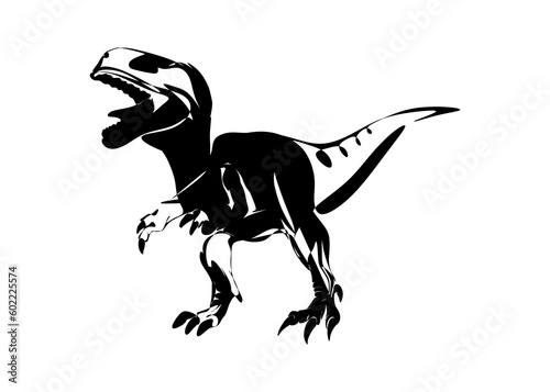 The illustrations and clipart. Jurassic park. A black-and-white silhouette of a Tyrannosaurus