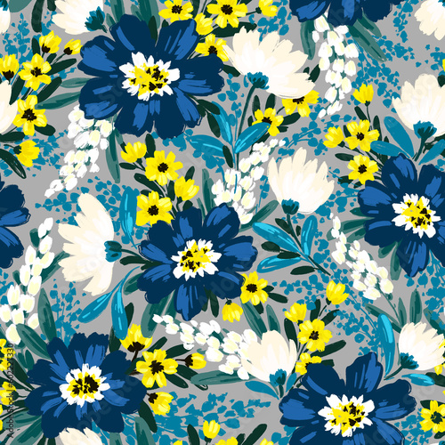 Seamless floral pattern. Fabric and packaging design. © Anna