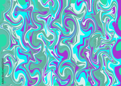 Patron psicodélico de colores verdes y morados, patron sin fisuras groovy, fondo de pantalla abstracto, patron mármol de colores llamativos y curvas.