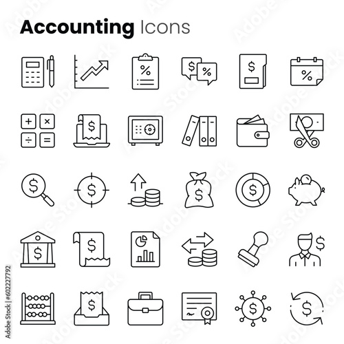 Accounting and finance vector icon set