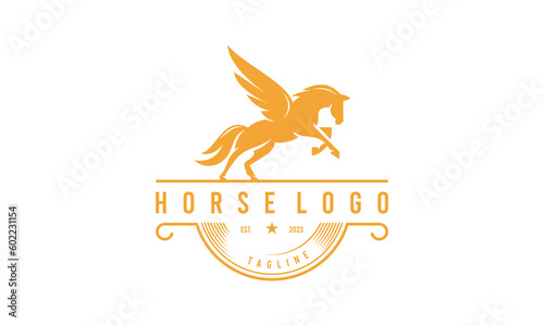 horse wing pegasus logo vector icon illustration

