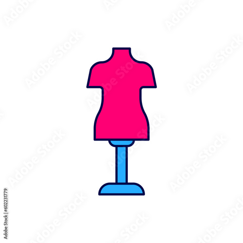 Filled outline Mannequin icon isolated on white background. Tailor dummy. Vector