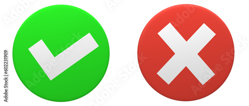 illustration of right and wrong symbols with green and red circle decorations.