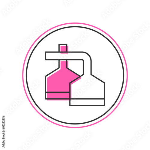 Filled outline Traditional brewing vessels in brewery icon isolated on white background. Beer brewing process. Distillery plant, brewery. Vector