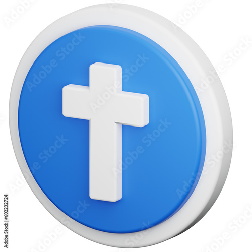 blue white cross 3d icon