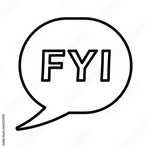 Abbreviation, bubble, fyi icon. Line, outline symbol.