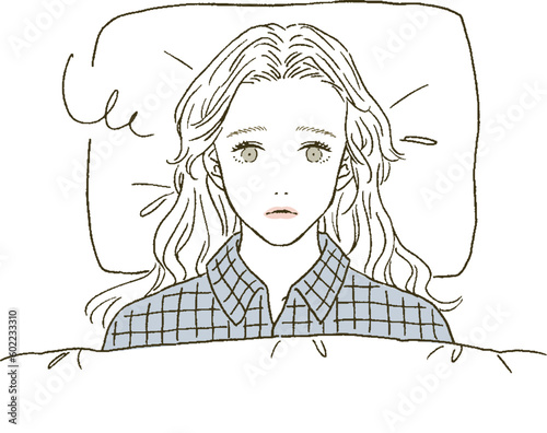 ビューティー　眠れなくて困る女性のイラストレーション