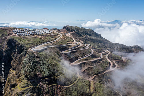 The winding road in Niubei Mountain in Western Sichuan plateau, Sichuan province, China. photo