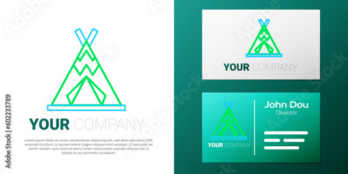 Line Traditional indian teepee or wigwam icon isolated on white background. Indian tent. Colorful outline concept. Vector