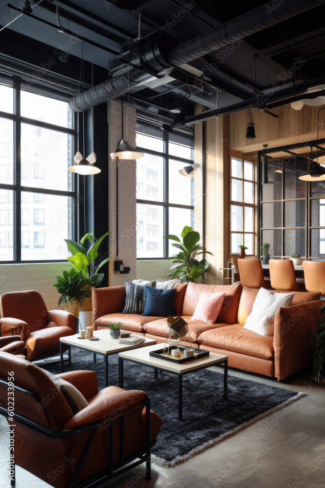 modern co-working spaces, Inspiring Lounge Area for relaxation and informal meetings