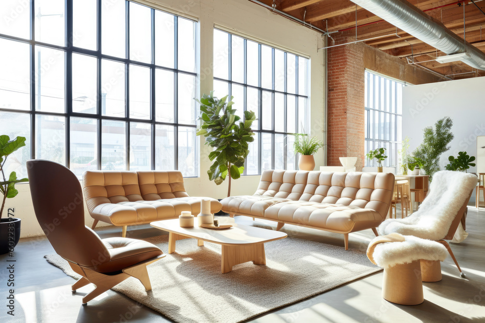 Fototapeta premium modern co-working spaces, Inspiring Lounge Area for relaxation and informal meetings