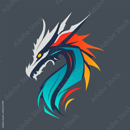 Dragon. Colorful traditional asian vector emblem.