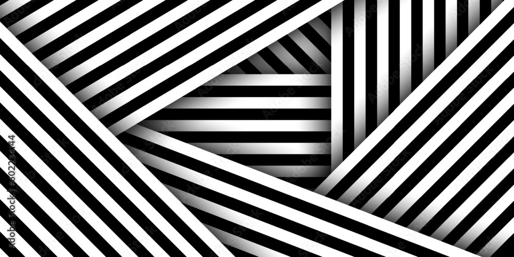 Abstract background with diagonal lines. Black and white stripes layer ...