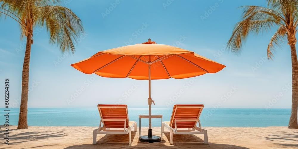 summer, chair, umbrella, sea, beach, holiday, vacation, resort, parasol, travel, bed, outdoor, sunny, paradise, enjoy, relax, ocean, tropical, island, relationship, journey, tranquil, comfortable, bea