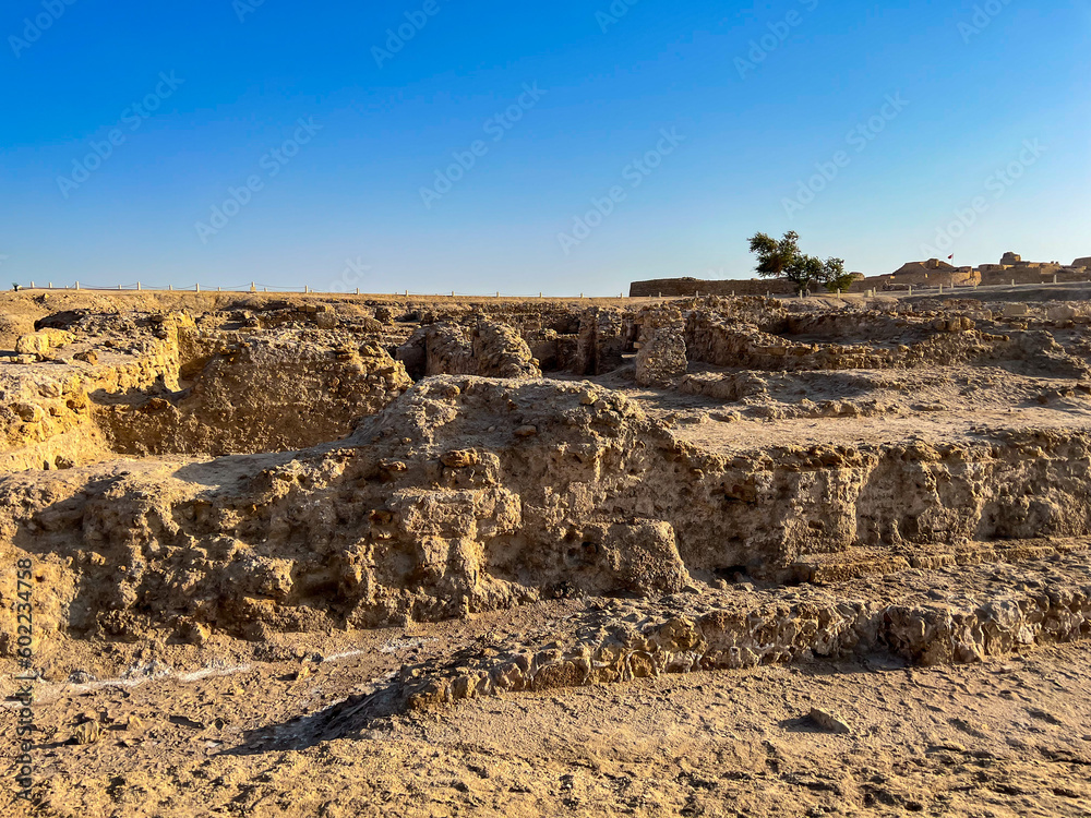 Ruines of ancient village in Qalat al-Bahrain - Bahrain fort