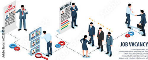 Job Vacancy Isometric Infographics