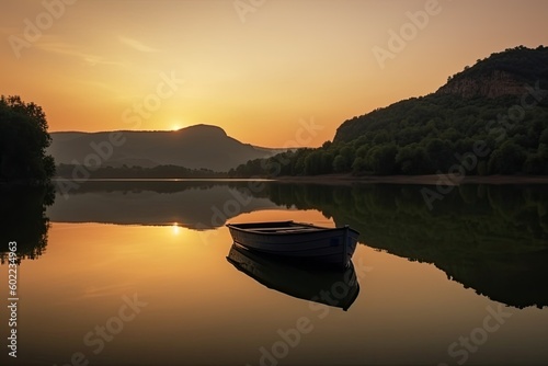 sunset on the lake Generative Ai