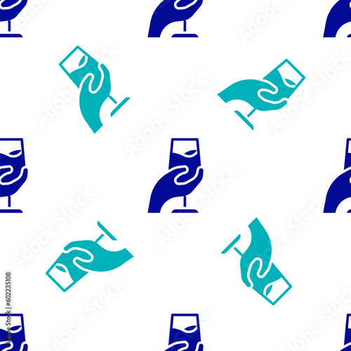 Blue Wine tasting, degustation icon isolated seamless pattern on white background. Sommelier. Smells of wine. Vector