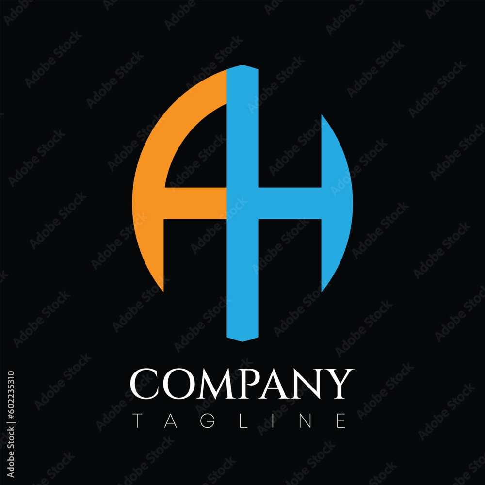 Obraz premium Colorful Company vector Logo with the letters AH on a black background