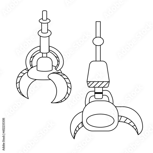 outline engine, robotic Claw on a white background. Ai robot arm. Technology and Space Concepts. Vector ,illustration.