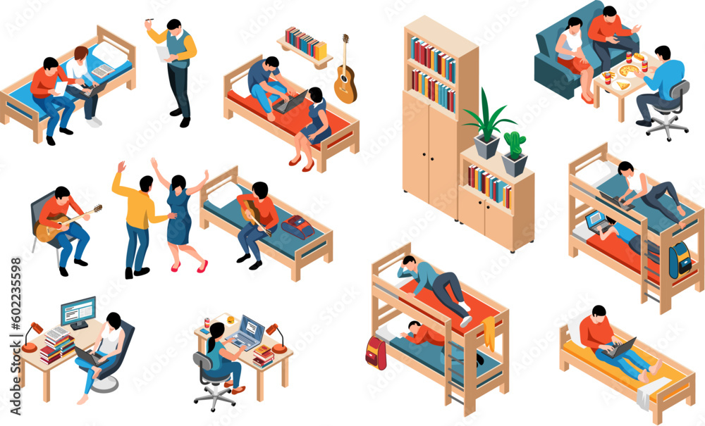 Student Dormitory Isometric Set