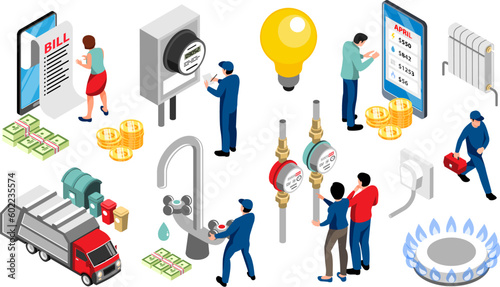 Household Public Utilities Isometric Set