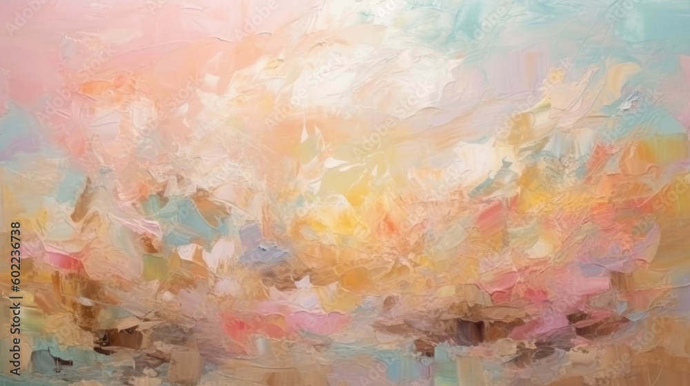 An oil paint texture with abstract pastel colors in the background. (Generative AI)