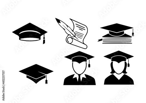 cap, graduation items, document, school finish symbols icons illustration design