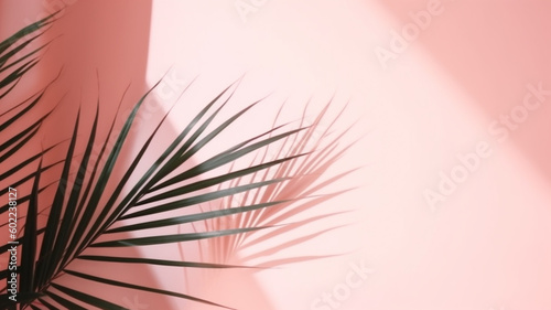 Palm shadow background. Created with generative Ai technology.