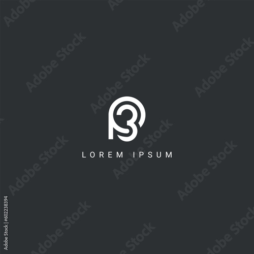 Abstract minimal letter and number P3 3P icon logo vector symbol. photo