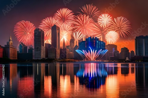 Amerikanisches Feuerwerk rot und blau © ArtVibeHive