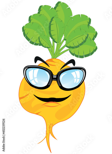 Vegetable turnip cartoon on white background is insulated