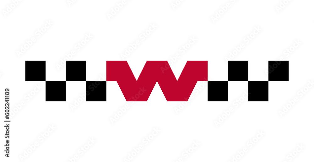 Taxi service checkered logo with letter W.