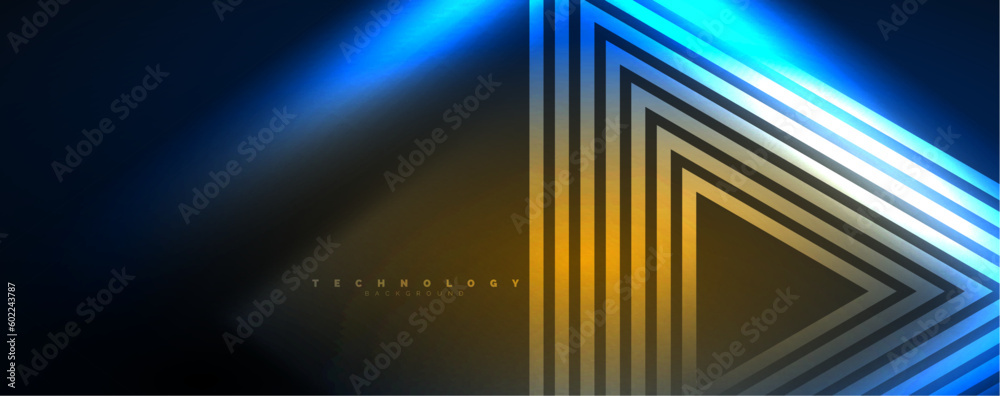 Neon glowing lines and angles, magic energy space light concept. Vector illustration for wallpaper, banner, background, leaflet, catalog, cover, flyer Neon glowing lines and angles, magic energy space light concept. Vector illustration for wallpaper, banner, background, leaflet, catalog, cover, flyer