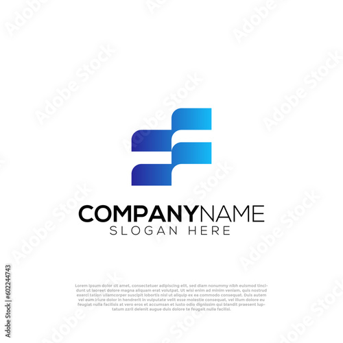 Vector gradient F letter logo template