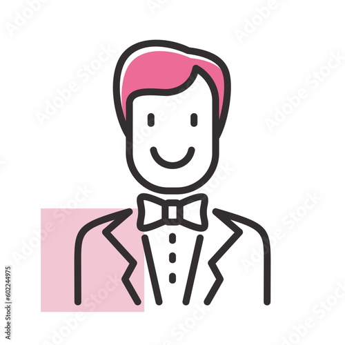 Groom, bridegroom, fiance man in costume icon