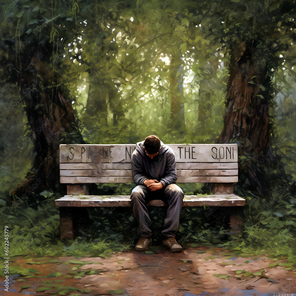 Fototapeta premium Hope Amongst Despair Seeking Support for Mental Health - Created using generative AI tools - Created with Generative AI Technology