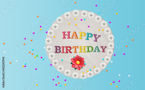 Happy Birthday Card With White Cake