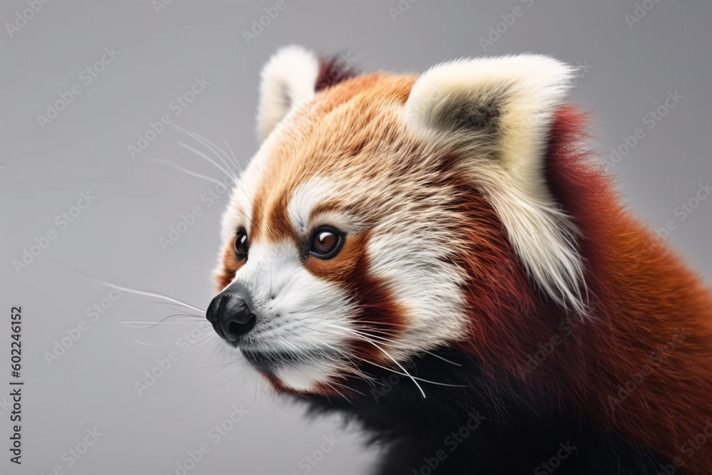 Fototapeta premium Image of cute red panda head. Wildlife Animals. Illustration. Generative AI.