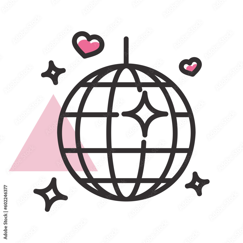 Disco ball, Party element isolated vector icon